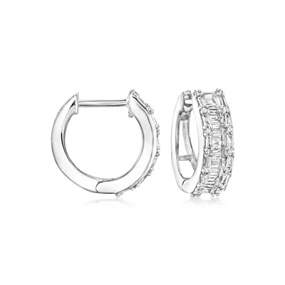 Ross-simons Diamond Hoop Earrings In Sterling Silver In Orange