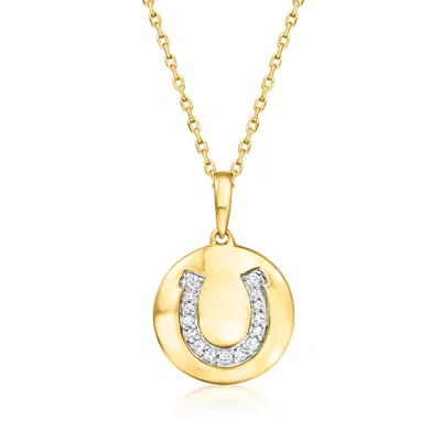 Ross-simons Diamond Horseshoe Disc Pendant Necklace In 18kt Gold Over Sterling In Multi