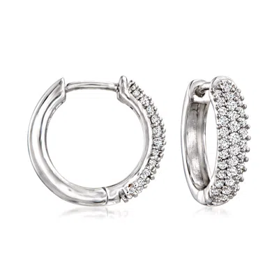 Ross-simons Diamond Huggie Hoop Earrings In Sterling Silver In Metallic