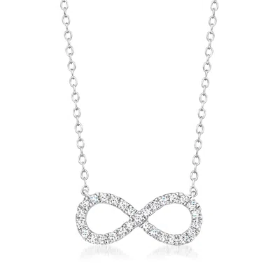 Ross-simons Diamond Infinity Necklace In Sterling Silver In Metallic