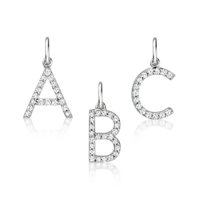 Ross-simons Diamond Initial Charm In Sterling Silver In Blue