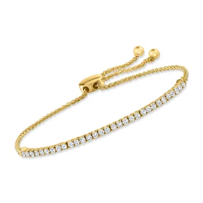 Ross-simons Diamond Line Bolo Bracelet In 14kt Yellow Gold In Green