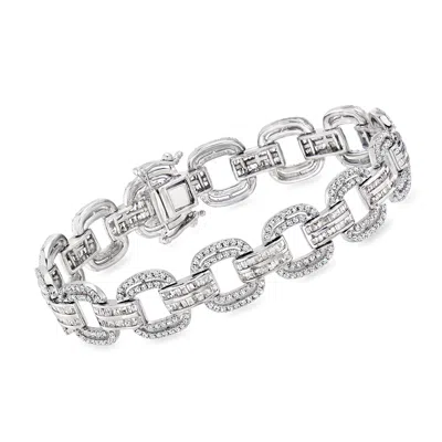 Ross-simons Diamond Link Bracelet In Sterling Silver In Pink