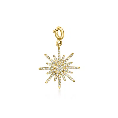 Ross-simons Diamond North Star Charm In 18kt Gold Over Sterling In Silver