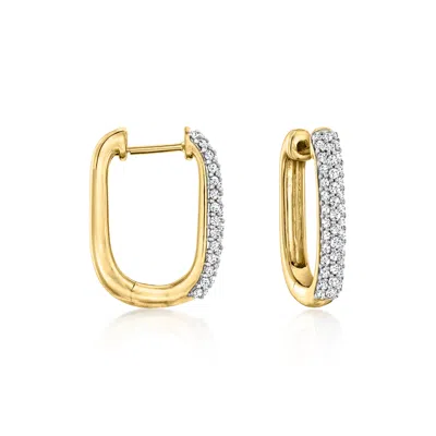 Ross-simons Diamond Paper Clip Link Hoop Earrings In 18kt Gold Over Sterling In Multi
