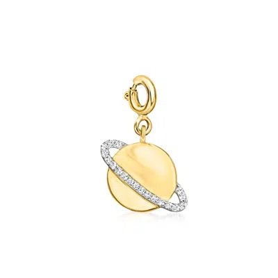 Ross-simons Diamond Planet Charm In 18kt Gold Over Sterling