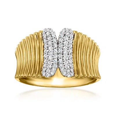 Ross-simons Diamond Ribbed Ring In 18kt Gold Over Sterling In Silver