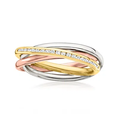 Ross-simons Diamond Rolling Ring In Tri-colored Sterling Silver In White