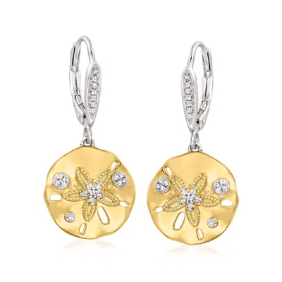 Ross-simons Diamond Sand Dollar Earrings In Sterling Silver And 18kt Gold Over Sterling In Metallic