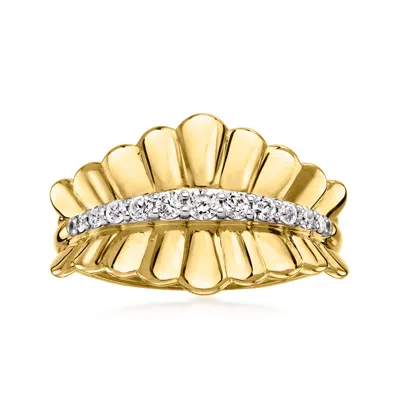 Ross-simons Diamond Scalloped-edge Ring In 18kt Gold Over Sterling