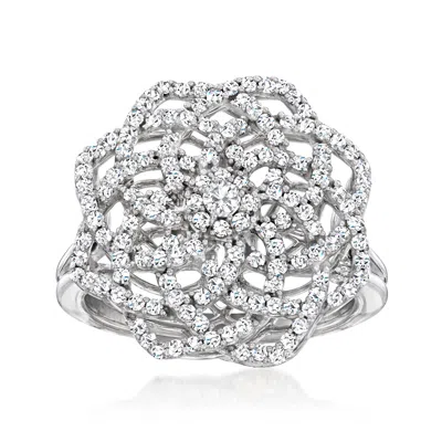 Ross-simons Diamond Spiral Flower Ring In 14kt White Gold In Metallic