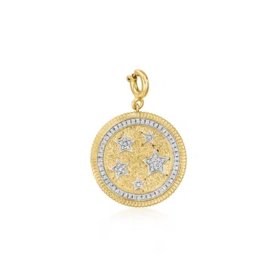 Ross-simons Diamond Stars Medallion Charm In 18kt Gold Over Sterling In Silver