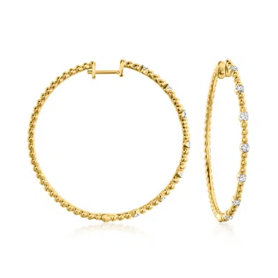 Ross-simons Diamond Station Beaded Hoop Earrings In 18kt Gold Over Sterling