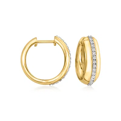 Ross-simons Diamond Striped Hoop Earrings In 18kt Yellow Gold