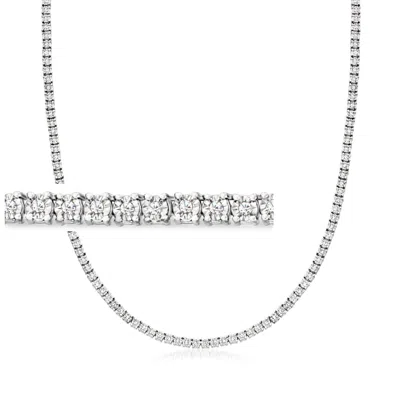 Ross-simons Diamond Tennis Necklace In Sterling Silver In Metallic