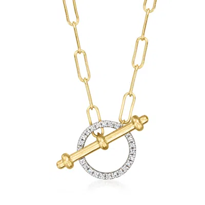 Ross-simons Diamond Toggle Necklace In 18kt Gold Over Sterling In Metallic