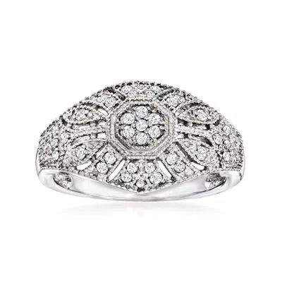Ross-simons Diamond Vintage-inspired Milgrain Ring In Sterling Silver In White