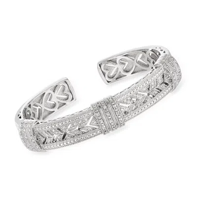 Ross-simons Diamond Vintage-style Cuff Bracelet In Sterling Silver In Metallic