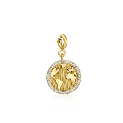 Ross-simons Diamond World Map Charm In 18kt Gold Over Sterling