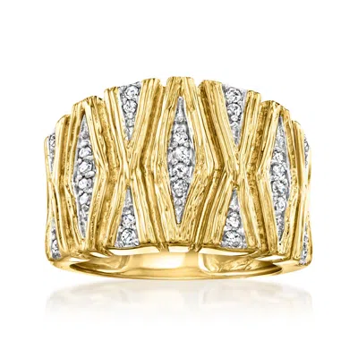 Ross-simons Diamond X-pattern Ring In 18kt Gold Over Sterling