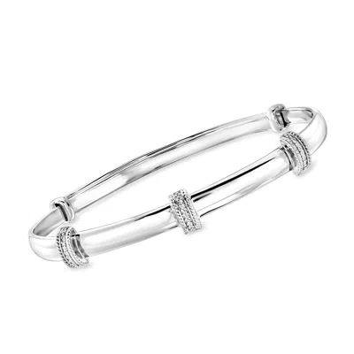 Ross-simons Diamond-accented Bangle Bracelet In Sterling Silver In Transparent