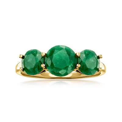 Ross-simons Emerald 3-stone Ring In 18kt Gold Over Sterling In Green
