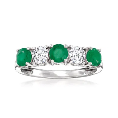 Ross-simons Emerald And . Lab-grown Diamond Ring In 14kt White Gold In Neutral
