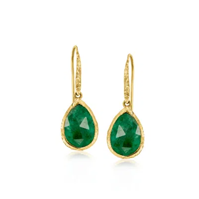 Ross-simons Emerald Drop Earrings In 18kt Gold Over Sterling In Multi