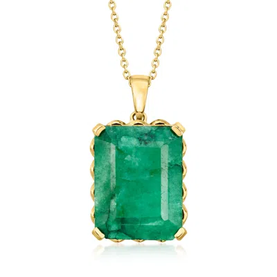 Ross-simons Emerald Pendant Necklace In 18kt Gold Over Sterling In Multi