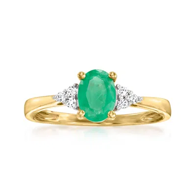 Ross-simons Emerald Ring With Diamond Accents In 14kt Yellow Gold In Green