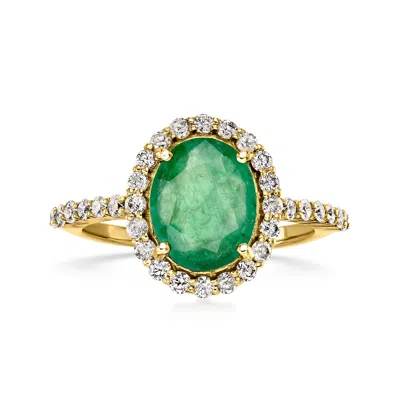 Ross-simons Emerald Ring With . Diamonds In 14kt Yellow Gold In Green