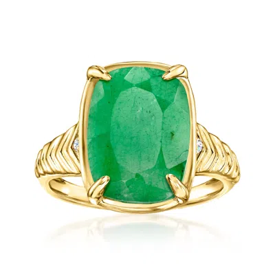 Ross-simons Emerald Ring With Lab-grown Diamonds In 18kt Gold Over Sterling In Green