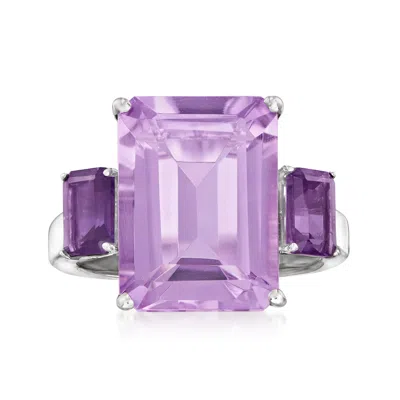 Ross-simons Emerald-cut Amethyst Ring In Sterling Silver In Purple
