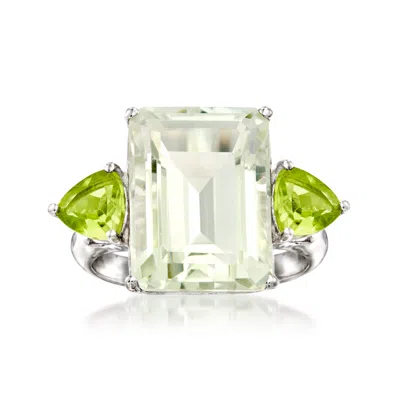 Ross-simons Emerald-cut Prasiolite And Peridot Ring In Sterling Silver In Yellow