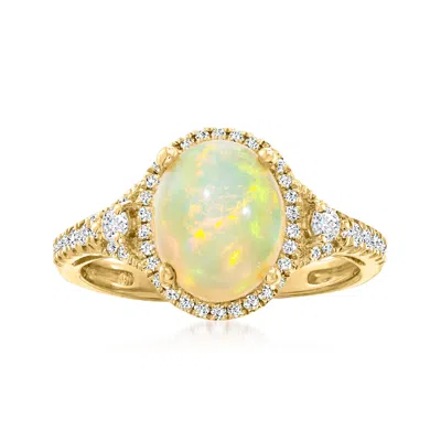 Ross-simons Ethiopian Opal And .33 Ct. T.w. Diamond Ring In 14kt Yellow Gold In Multi