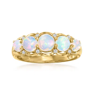 Ross-simons Ethiopian Opal Ring With Diamonds In 14kt Yellow Gold