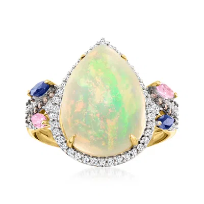 Ross-simons Ethiopian Opal Ring With . Multicolored Diamonds And . Multicolored Sapphires In 14kt Yellow Gold In Transparent