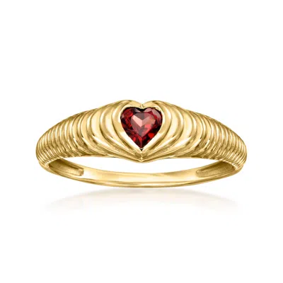 Ross-simons Garnet Heart Ring In 14kt Yellow Gold In Transparent