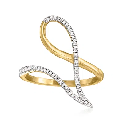 Ross-simons Geometric Loop Ring With Diamonds In 10kt Yellow Gold