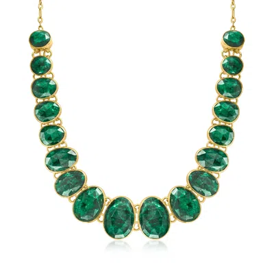 Ross-simons Graduated Emerald Necklace In 18kt Gold Over Sterling In Green