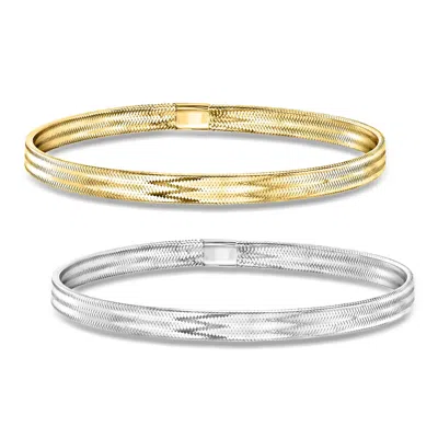 Ross-simons Italian 10kt 2-tone Gold Jewelry Set: 2 Mesh Stretch Bracelets