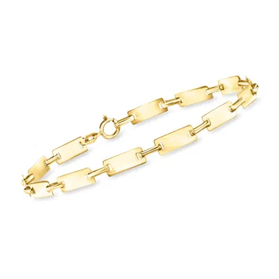Ross-simons Italian 10kt Yellow Gold Alternating Rectangular And Paper Clip Link Bracelet