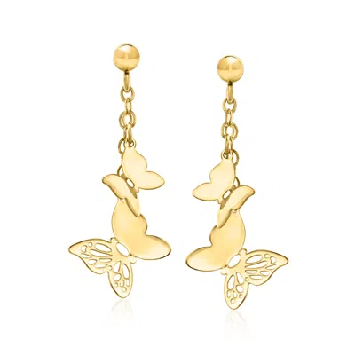 Ross-simons Italian 10kt Yellow Gold Butterfly Drop Earrings