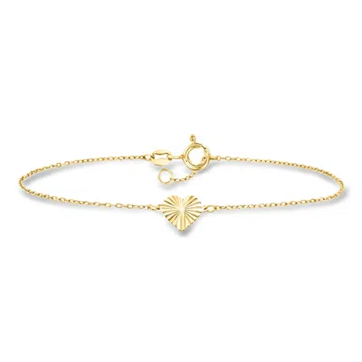 Ross-simons Italian 10kt Yellow Gold Diamond-cut Heart Bracelet