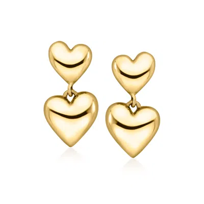 Ross-simons Italian 10kt Yellow Gold Double-heart Drop Earrings