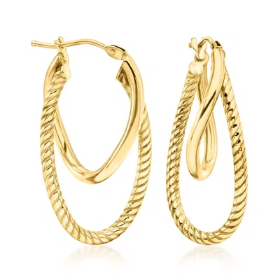 Ross-simons Italian 10kt Yellow Gold Double-oval Hoop Drop Earrings