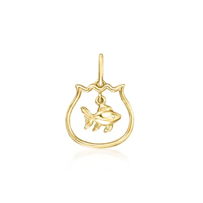 Ross-simons Italian 10kt Yellow Gold Fish In Bowl Charm