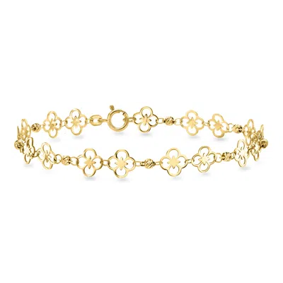 Ross-simons Italian 10kt Yellow Gold Floral Ricami Bead Station Bracelet