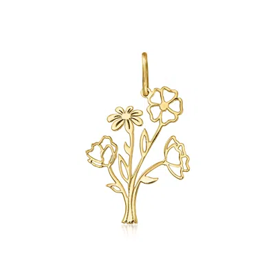 Ross-simons Italian 10kt Yellow Gold Flower Bouquet Charm