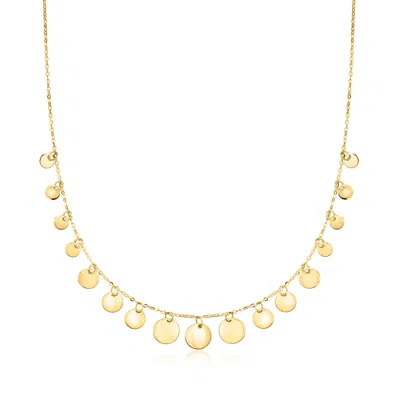 Ross-simons Italian 10kt Yellow Gold Graduated Disc Drop Necklace